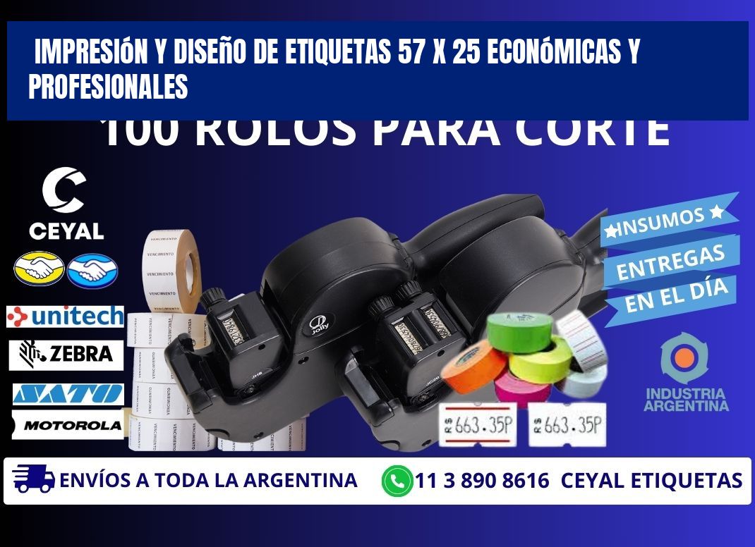 Impresión y Diseño de Etiquetas 57 x 25 Económicas y Profesionales