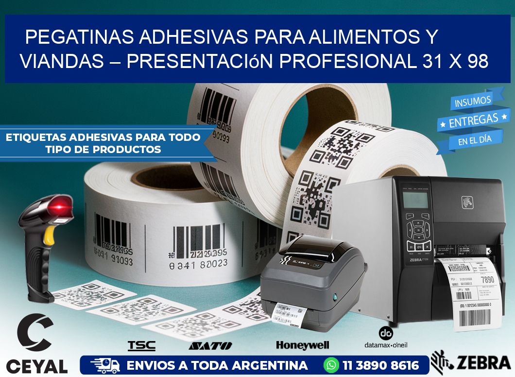 Pegatinas Adhesivas para Alimentos y Viandas – Presentación Profesional 31 x 98