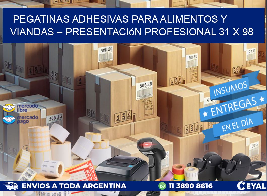 Pegatinas Adhesivas para Alimentos y Viandas – Presentación Profesional 31 x 98