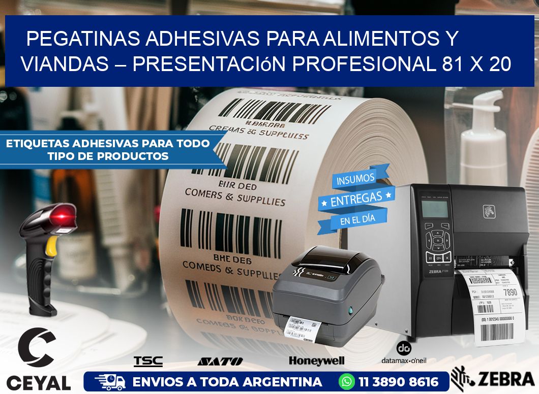 Pegatinas Adhesivas para Alimentos y Viandas – Presentación Profesional 81 x 20