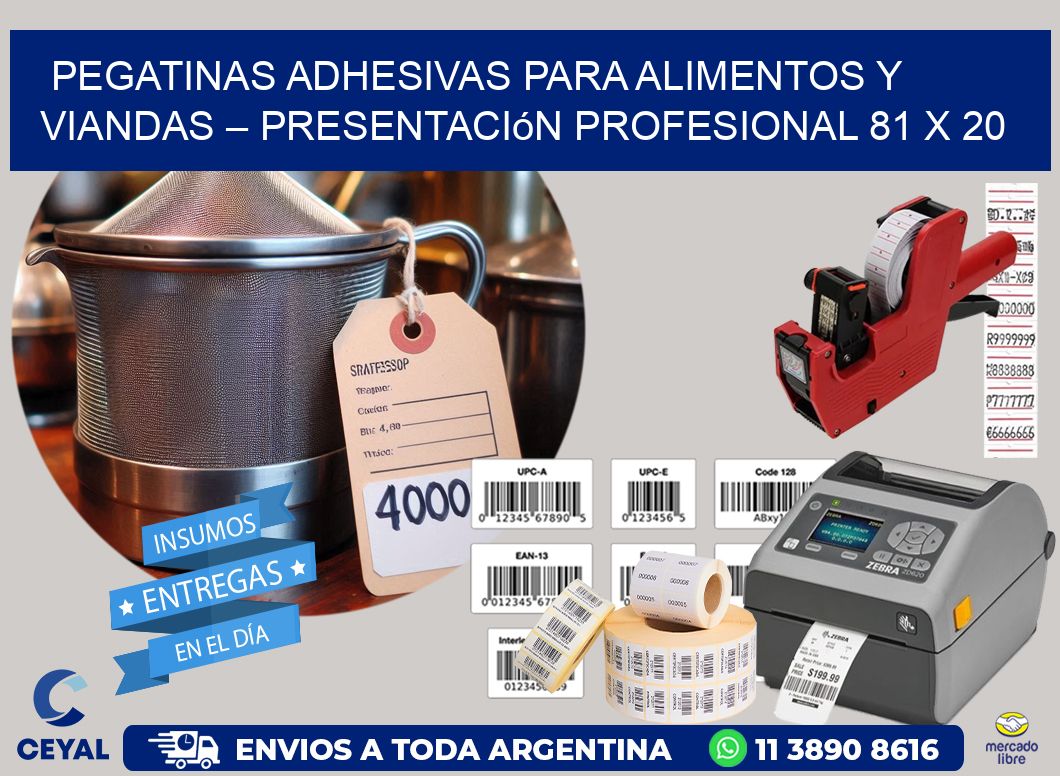 Pegatinas Adhesivas para Alimentos y Viandas – Presentación Profesional 81 x 20