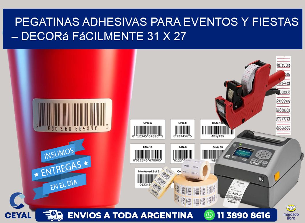 Pegatinas Adhesivas para Eventos y Fiestas – Decorá Fácilmente 31 x 27