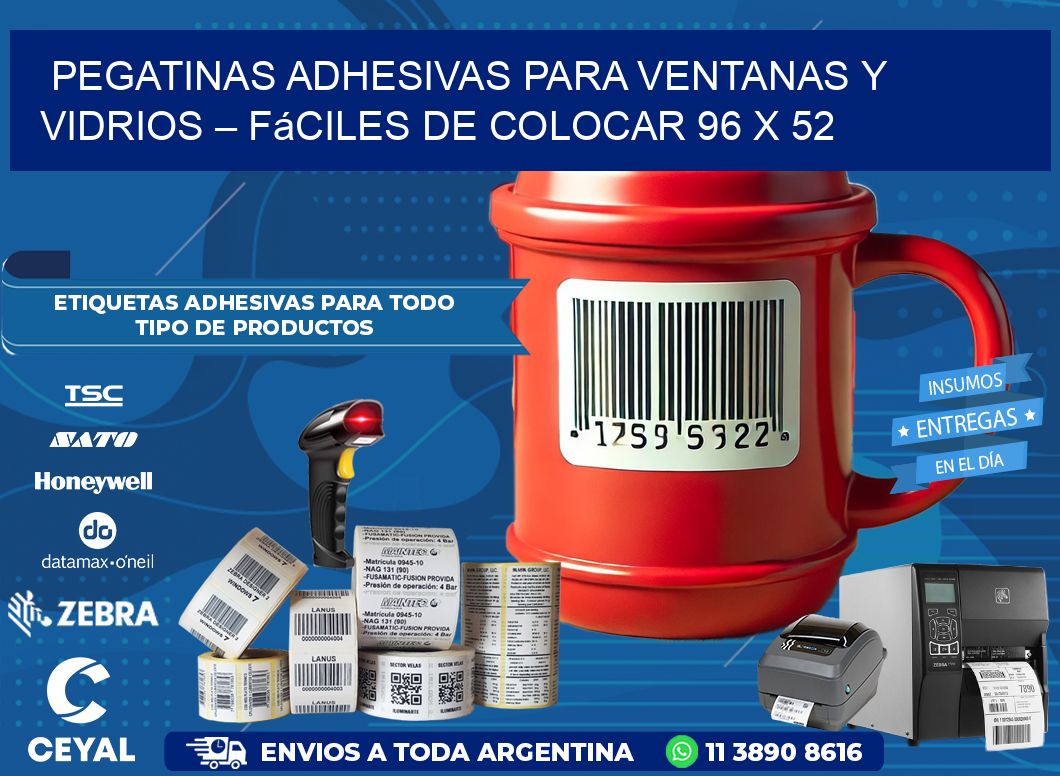 Pegatinas Adhesivas para Ventanas y Vidrios – Fáciles de Colocar 96 x 52