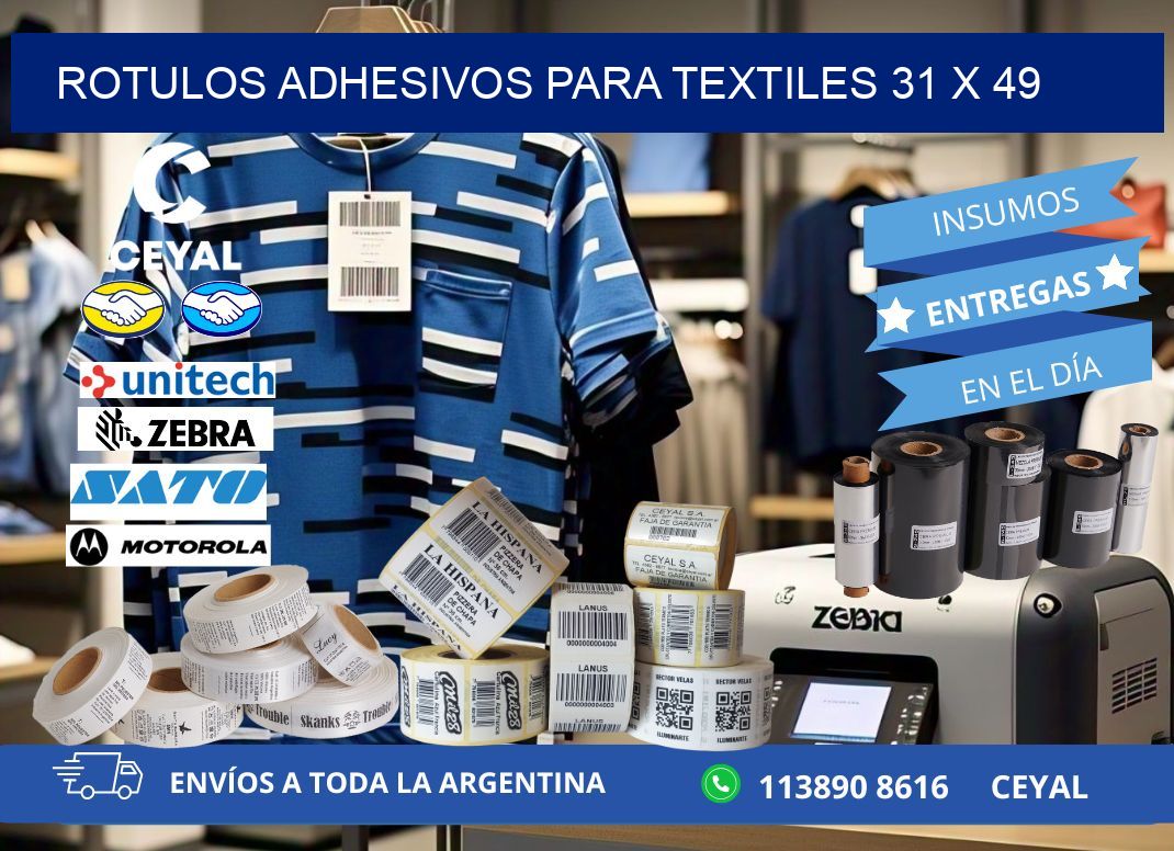 ROTULOS ADHESIVOS PARA TEXTILES 31 x 49