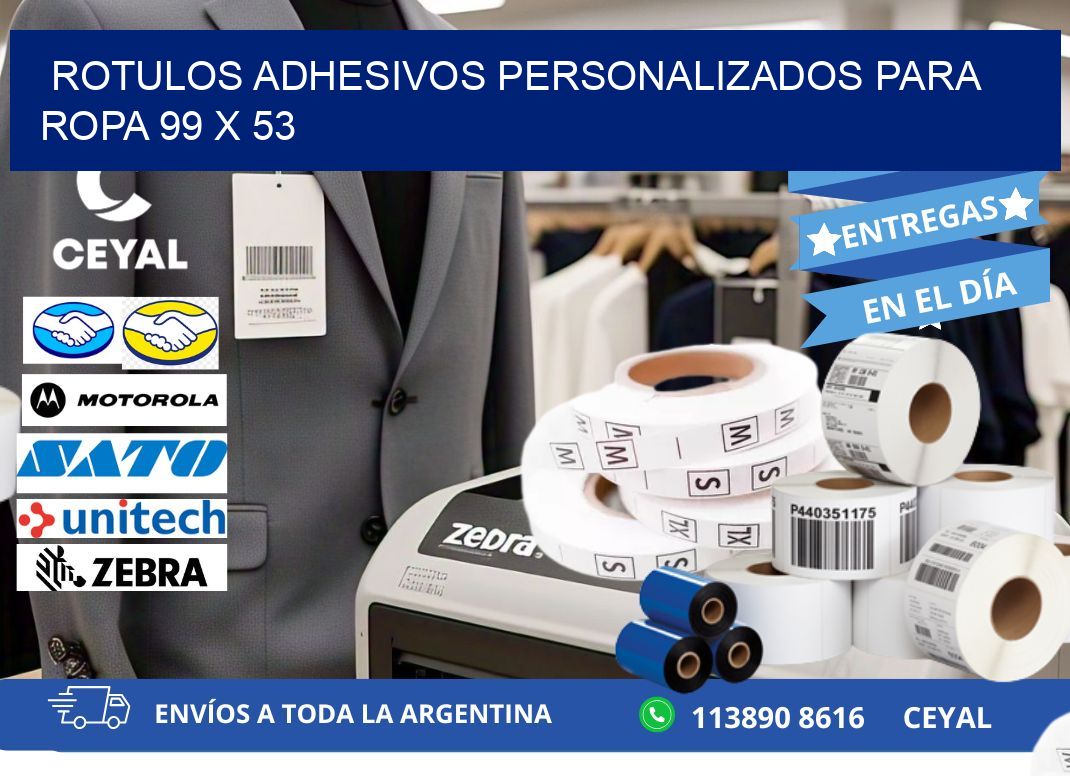 ROTULOS ADHESIVOS PERSONALIZADOS PARA ROPA 99 x 53