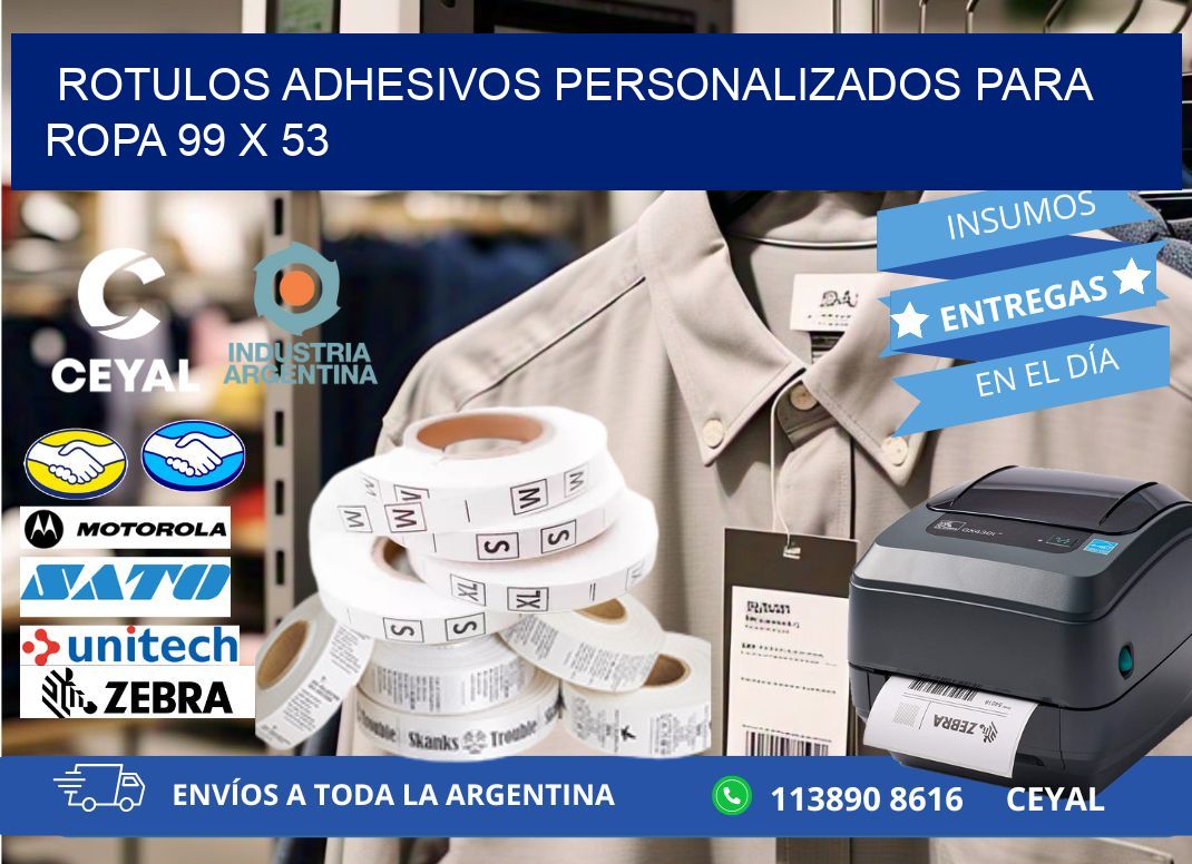 ROTULOS ADHESIVOS PERSONALIZADOS PARA ROPA 99 x 53