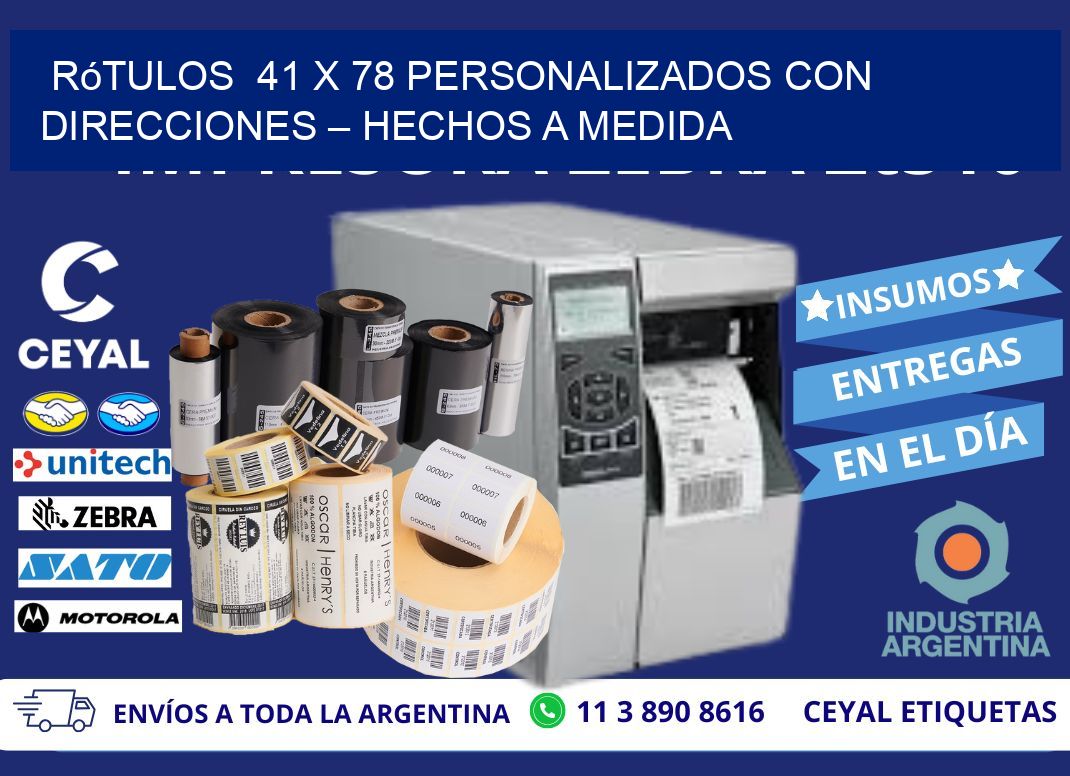 Rótulos  41 x 78 Personalizados con Direcciones – Hechos a Medida