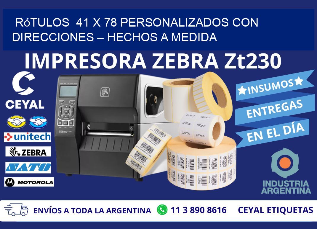 Rótulos  41 x 78 Personalizados con Direcciones – Hechos a Medida