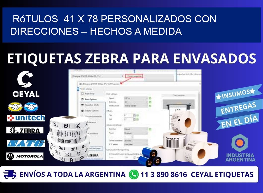 Rótulos  41 x 78 Personalizados con Direcciones – Hechos a Medida