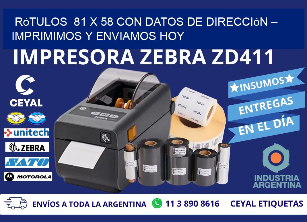 Rótulos 81 x 58 con Datos de Dirección – Imprimimos y Enviamos Hoy