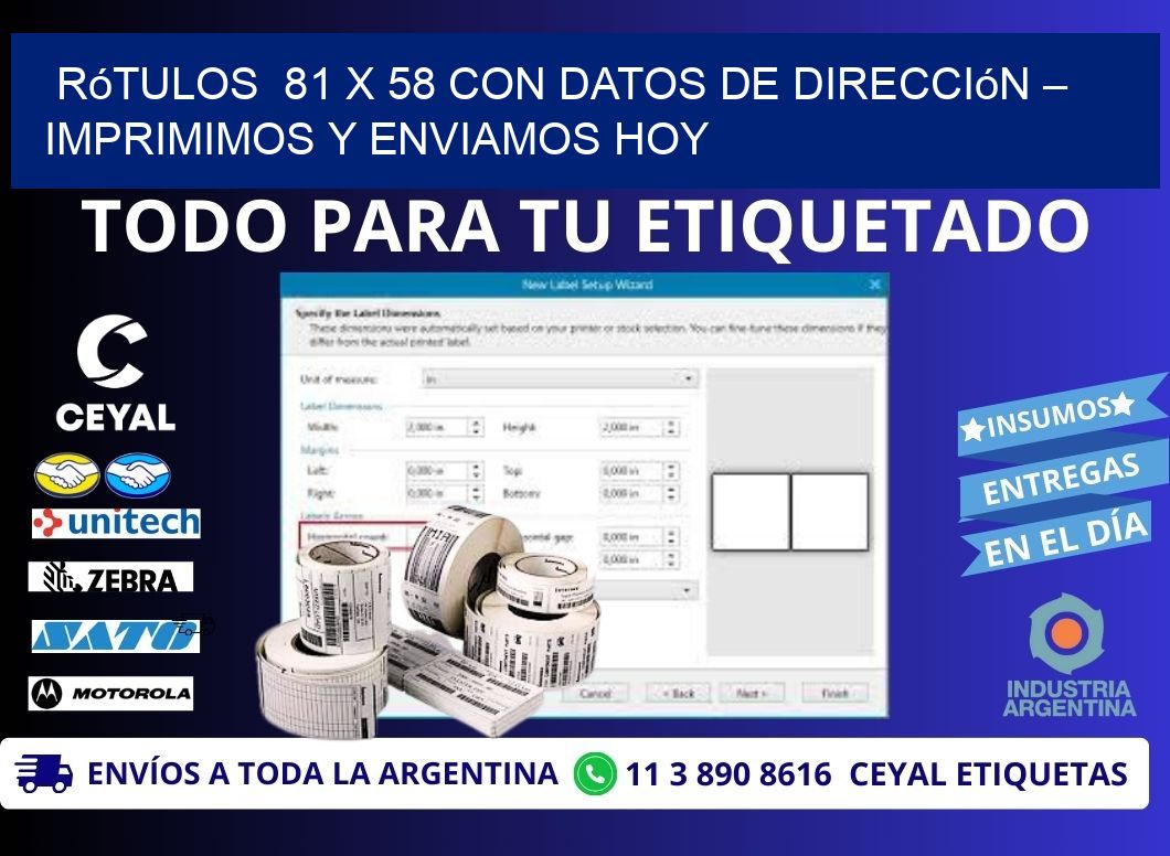 Rótulos 81 x 58 con Datos de Dirección – Imprimimos y Enviamos Hoy