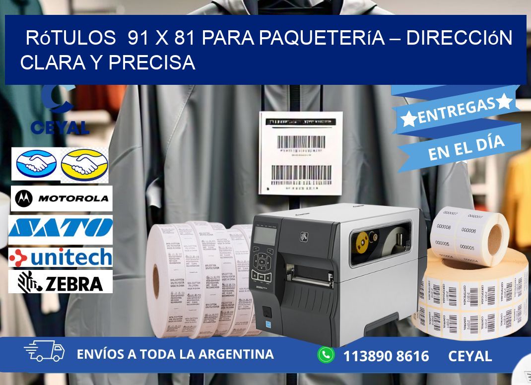 Rótulos  91 x 81 para Paquetería – Dirección Clara y Precisa