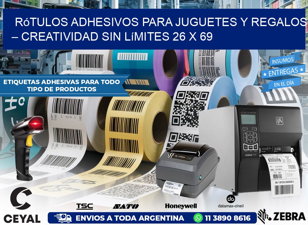 Rótulos Adhesivos para Juguetes y Regalos – Creatividad Sin Límites 26 x 69