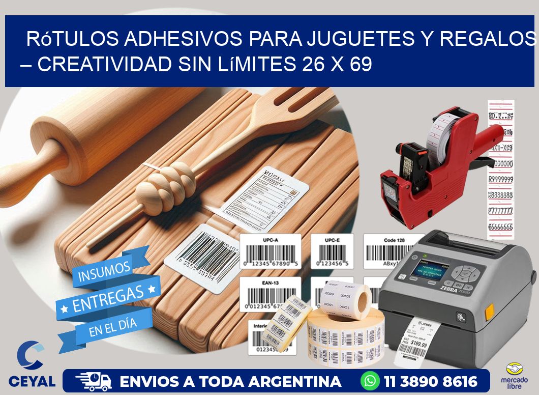 Rótulos Adhesivos para Juguetes y Regalos – Creatividad Sin Límites 26 x 69