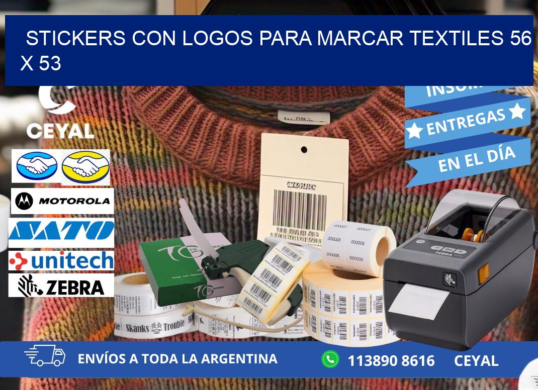 STICKERS CON LOGOS PARA MARCAR TEXTILES 56 x 53