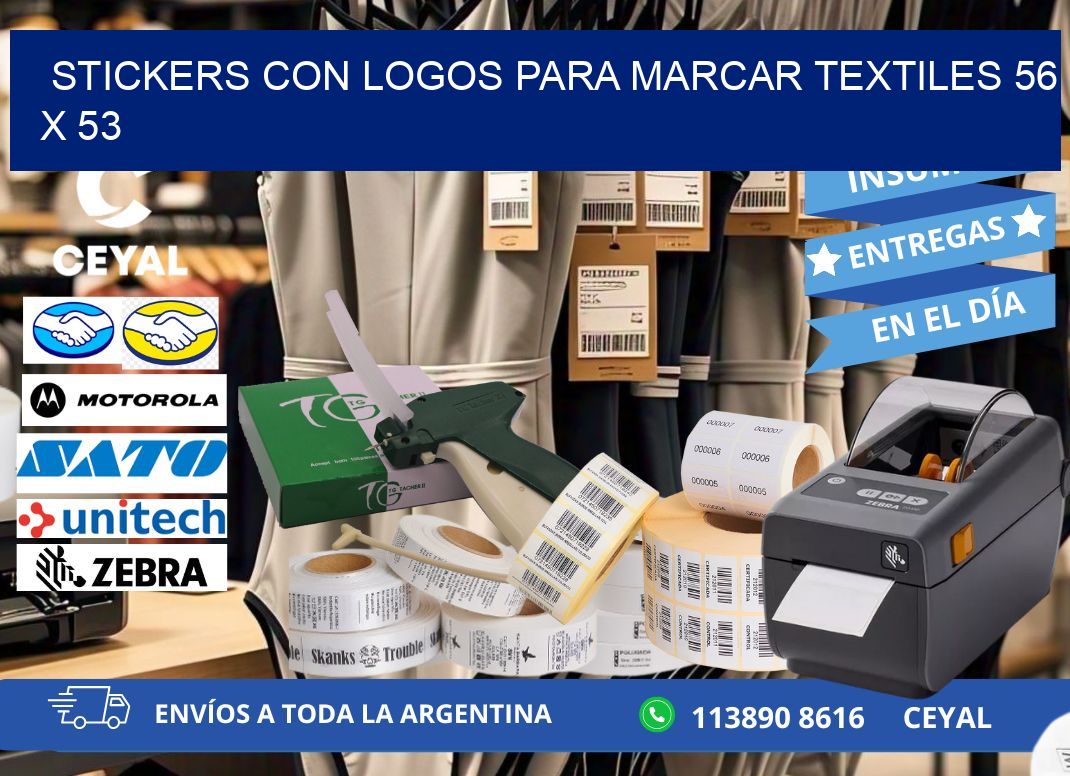 STICKERS CON LOGOS PARA MARCAR TEXTILES 56 x 53