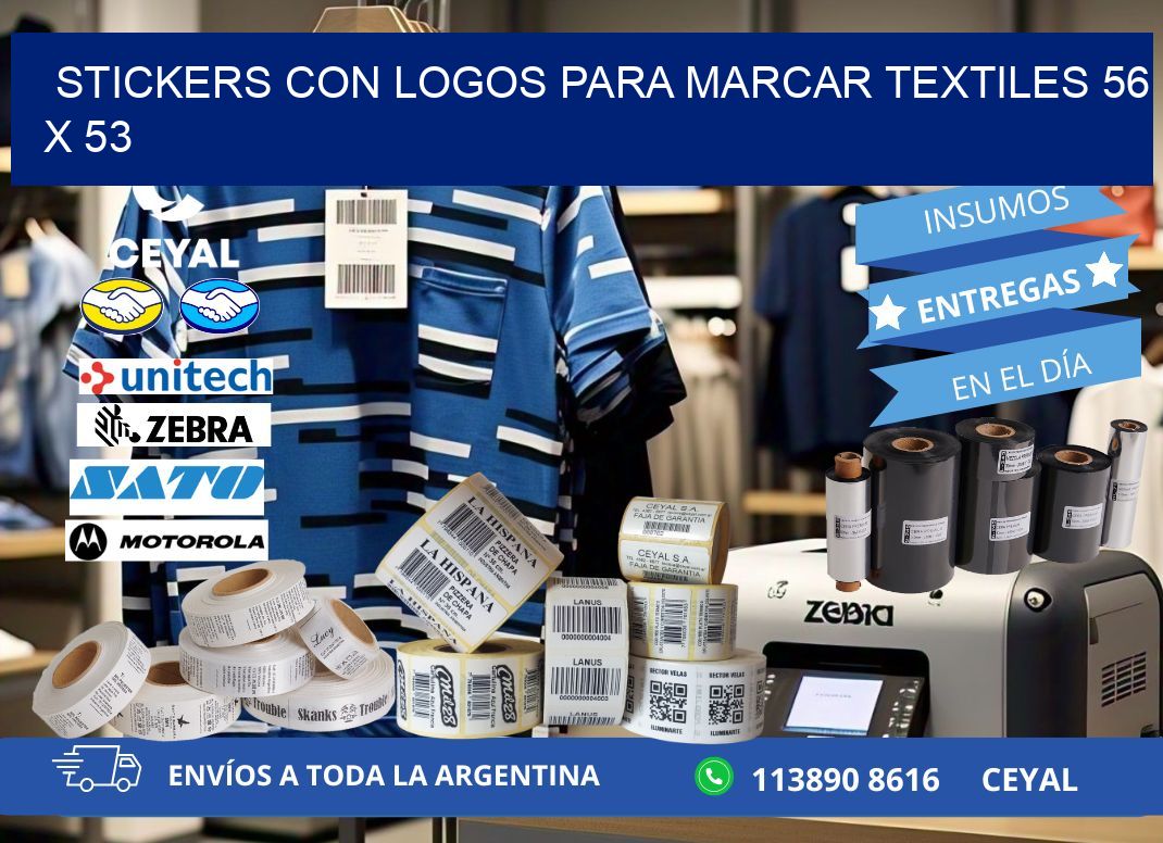 STICKERS CON LOGOS PARA MARCAR TEXTILES 56 x 53