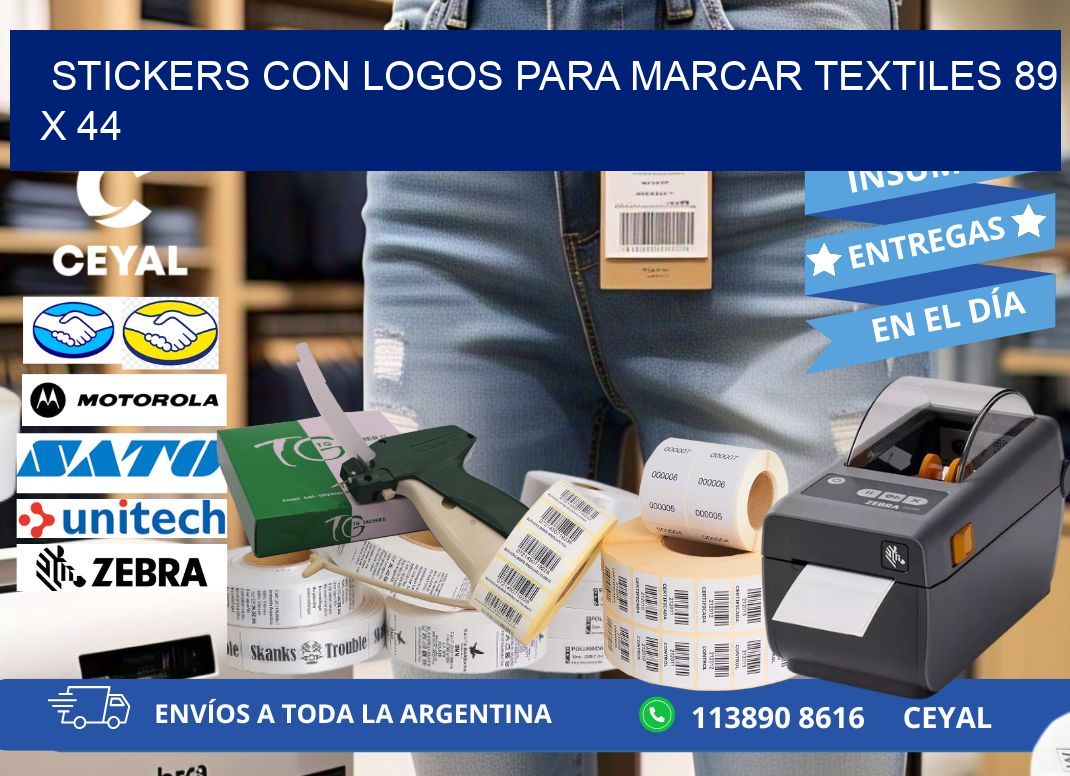 STICKERS CON LOGOS PARA MARCAR TEXTILES 89 x 44