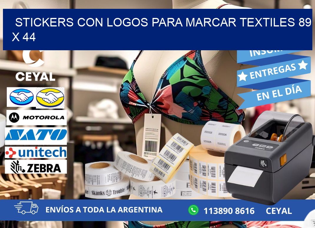 STICKERS CON LOGOS PARA MARCAR TEXTILES 89 x 44