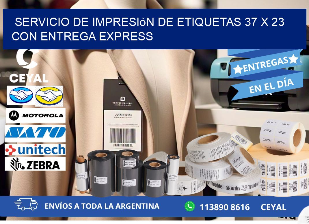 Servicio de Impresión de Etiquetas 37 x 23 con Entrega Express