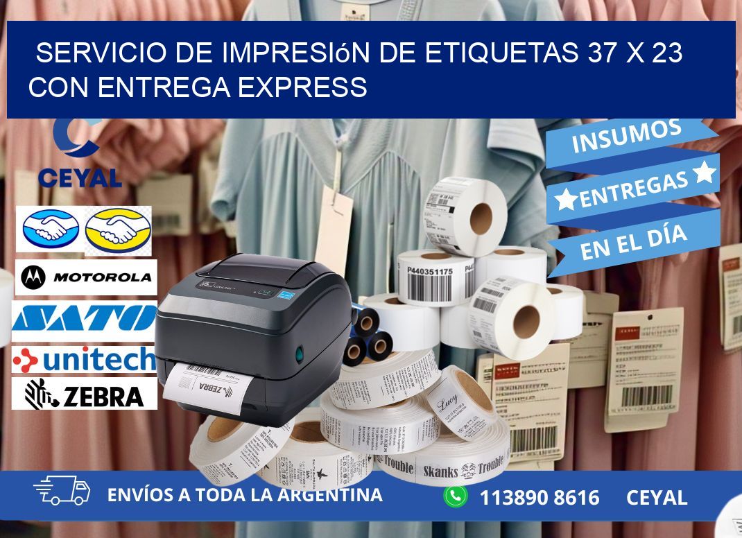 Servicio de Impresión de Etiquetas 37 x 23 con Entrega Express