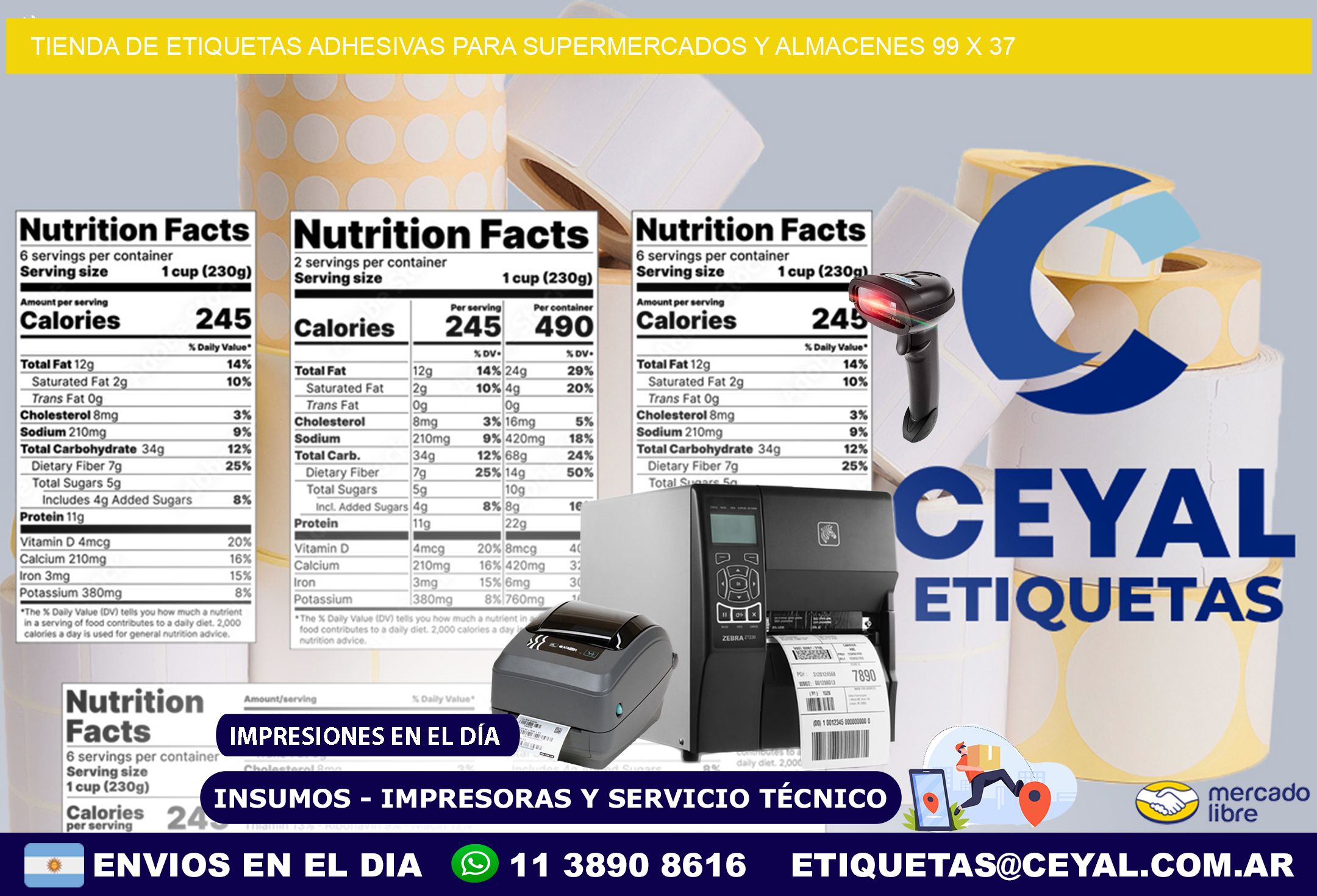 Tienda de Etiquetas Adhesivas para Supermercados y Almacenes 99 x 37