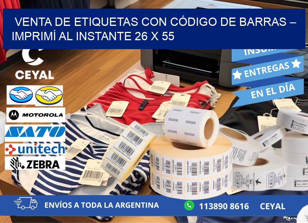 VENTA DE ETIQUETAS CON CÓDIGO DE BARRAS – IMPRIMÍ AL INSTANTE 26 x 55
