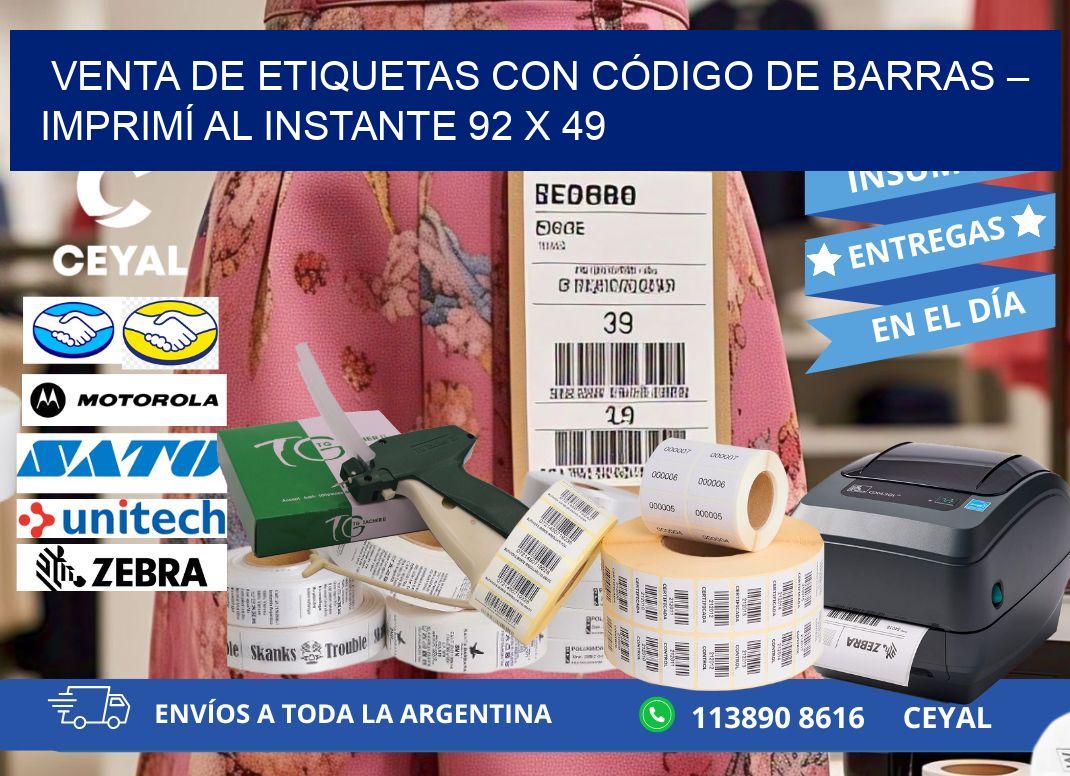 VENTA DE ETIQUETAS CON CÓDIGO DE BARRAS – IMPRIMÍ AL INSTANTE 92 x 49