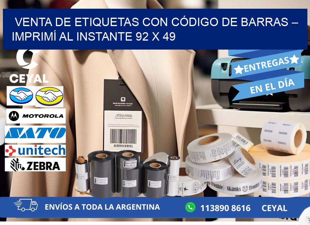 VENTA DE ETIQUETAS CON CÓDIGO DE BARRAS – IMPRIMÍ AL INSTANTE 92 x 49