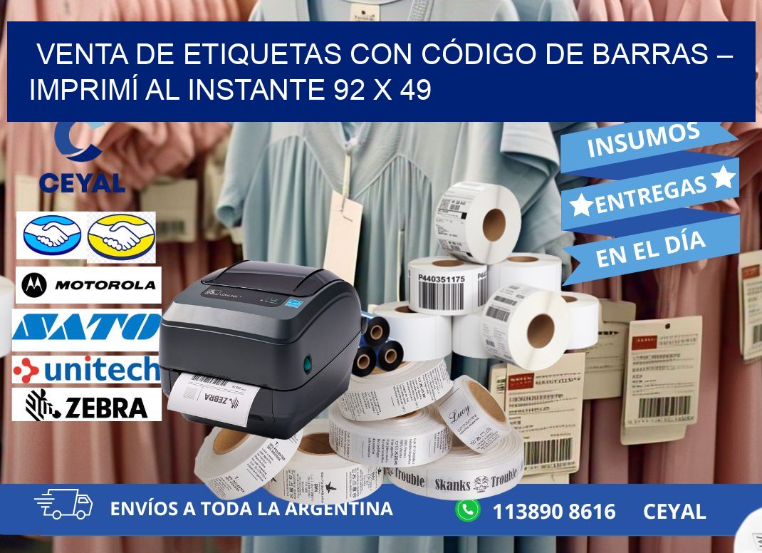 VENTA DE ETIQUETAS CON CÓDIGO DE BARRAS – IMPRIMÍ AL INSTANTE 92 x 49