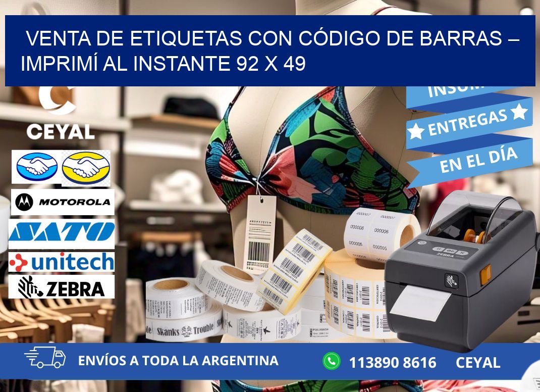 VENTA DE ETIQUETAS CON CÓDIGO DE BARRAS – IMPRIMÍ AL INSTANTE 92 x 49