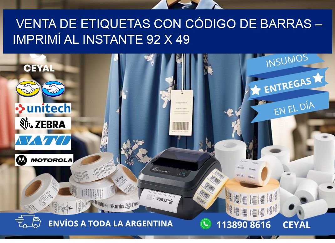 VENTA DE ETIQUETAS CON CÓDIGO DE BARRAS – IMPRIMÍ AL INSTANTE 92 x 49