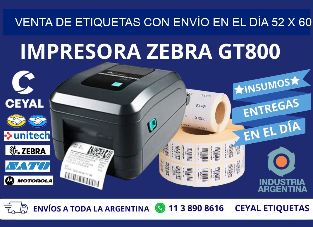 VENTA DE ETIQUETAS CON ENVÍO EN EL DÍA 52 x 60