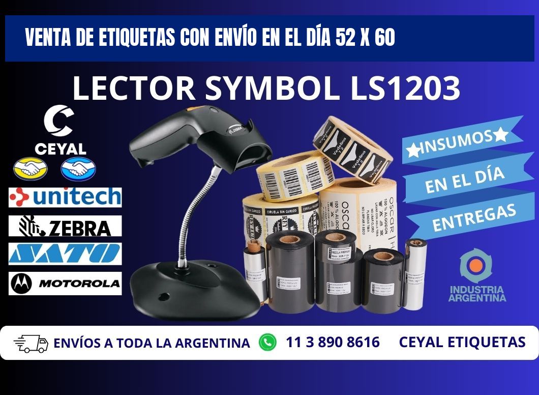 VENTA DE ETIQUETAS CON ENVÍO EN EL DÍA 52 x 60