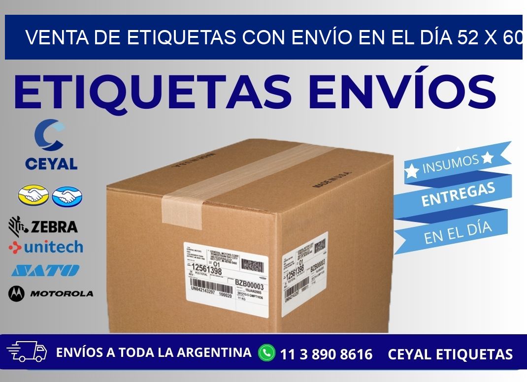 VENTA DE ETIQUETAS CON ENVÍO EN EL DÍA 52 x 60