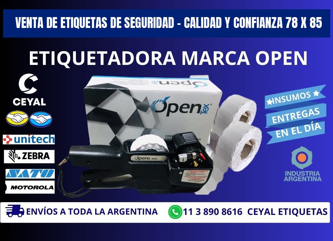 VENTA DE ETIQUETAS DE SEGURIDAD – CALIDAD Y CONFIANZA 78 x 85