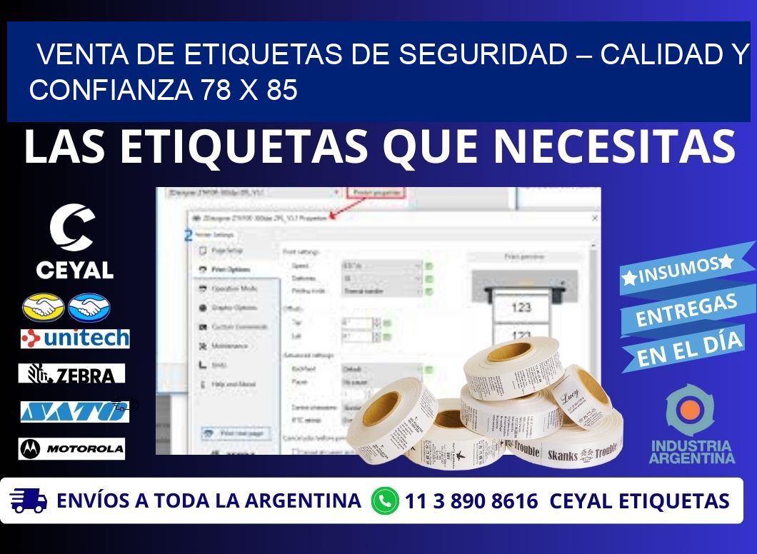 VENTA DE ETIQUETAS DE SEGURIDAD – CALIDAD Y CONFIANZA 78 x 85