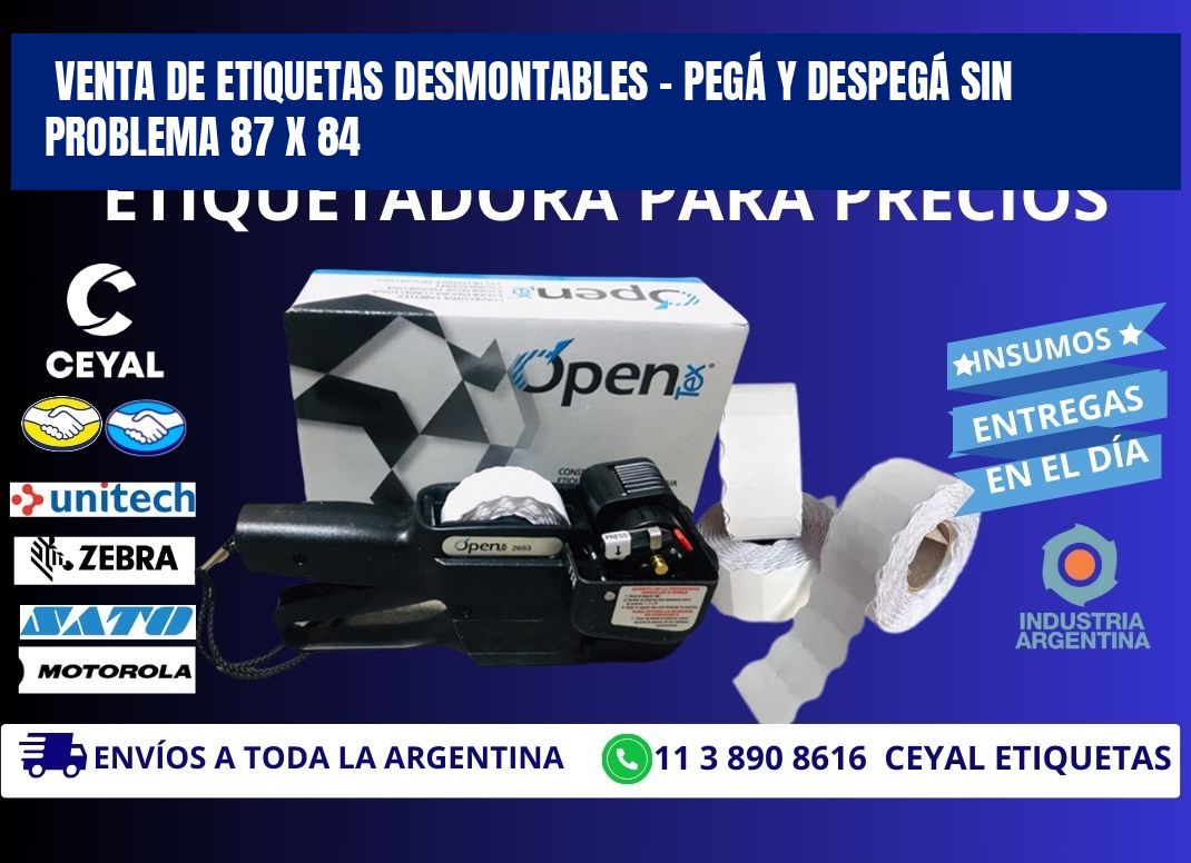 VENTA DE ETIQUETAS DESMONTABLES – PEGÁ Y DESPEGÁ SIN PROBLEMA 87 x 84