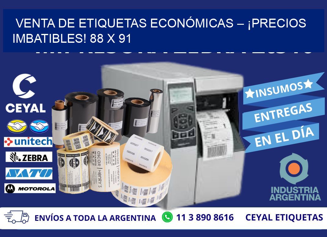 VENTA DE ETIQUETAS ECONÓMICAS – ¡PRECIOS IMBATIBLES! 88 x 91