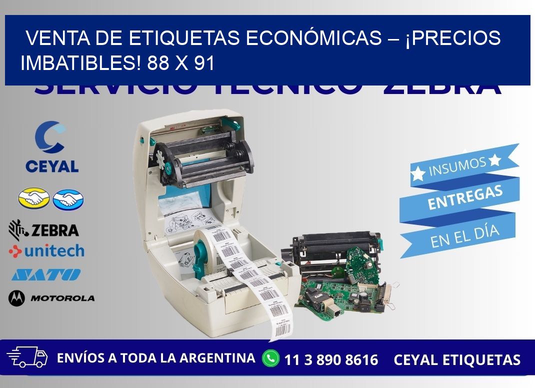 VENTA DE ETIQUETAS ECONÓMICAS – ¡PRECIOS IMBATIBLES! 88 x 91