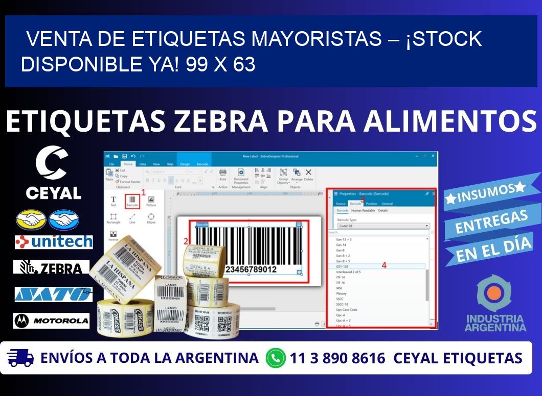 VENTA DE ETIQUETAS MAYORISTAS – ¡STOCK DISPONIBLE YA! 99 x 63