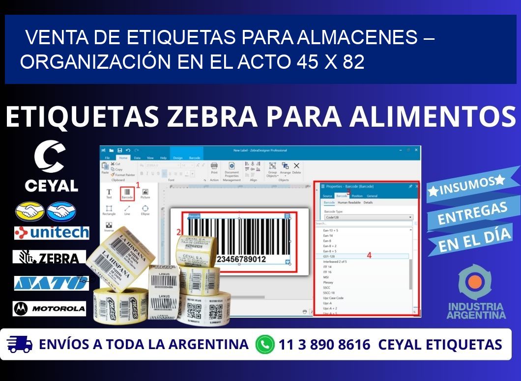 VENTA DE ETIQUETAS PARA ALMACENES – ORGANIZACIÓN EN EL ACTO 45 x 82
