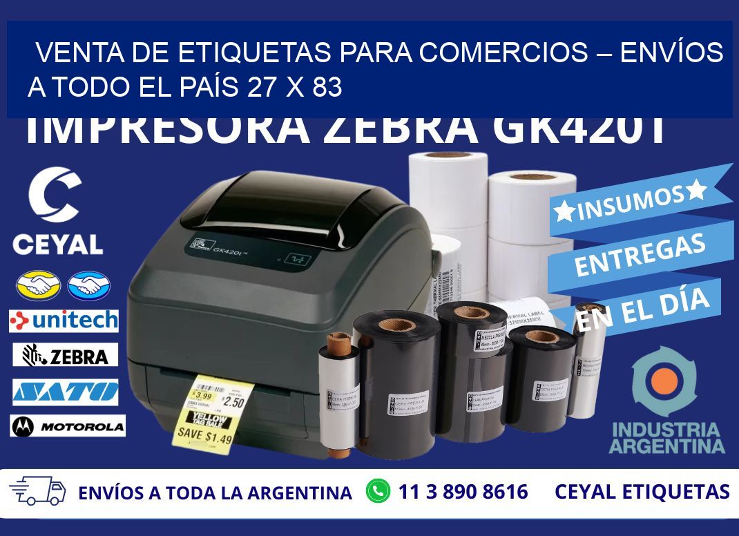 VENTA DE ETIQUETAS PARA COMERCIOS – ENVÍOS A TODO EL PAÍS 27 x 83