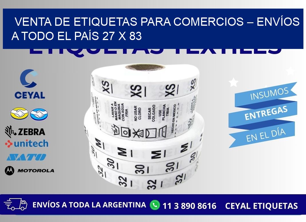 VENTA DE ETIQUETAS PARA COMERCIOS – ENVÍOS A TODO EL PAÍS 27 x 83