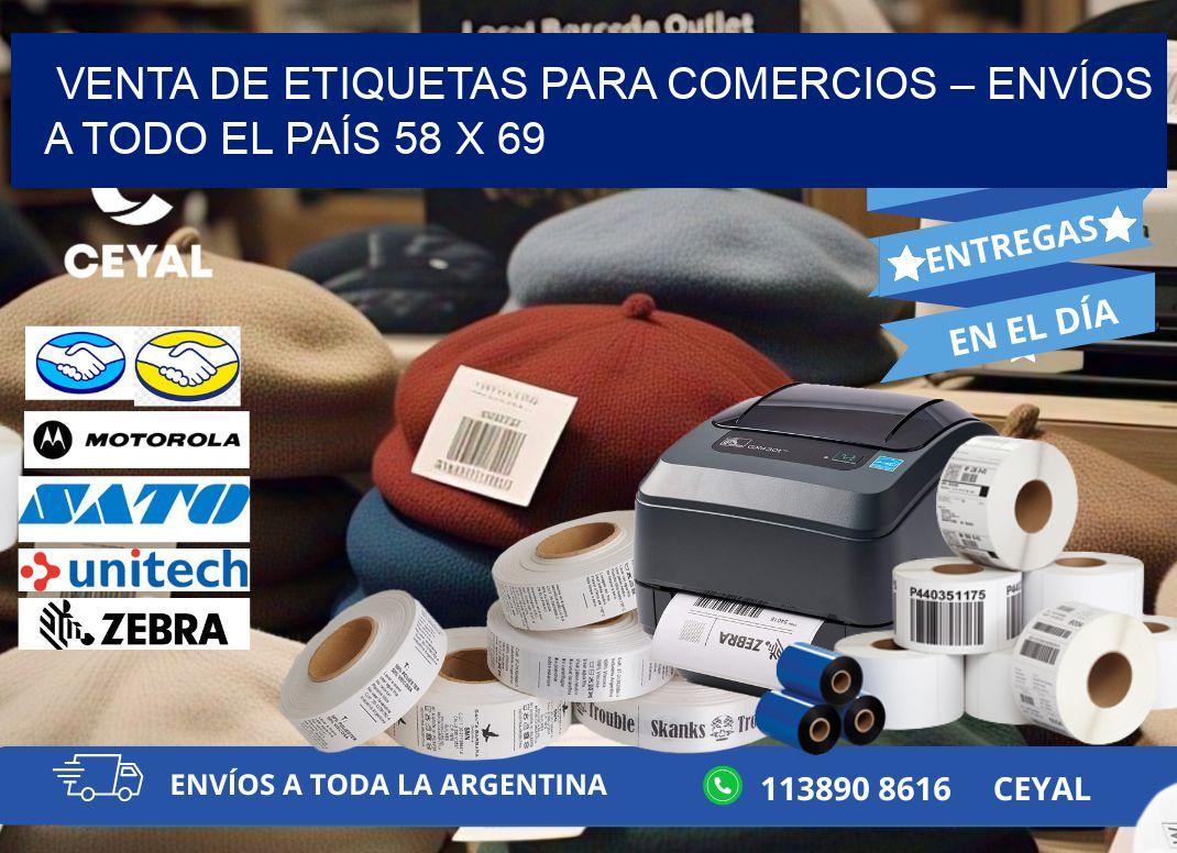 VENTA DE ETIQUETAS PARA COMERCIOS – ENVÍOS A TODO EL PAÍS 58 x 69