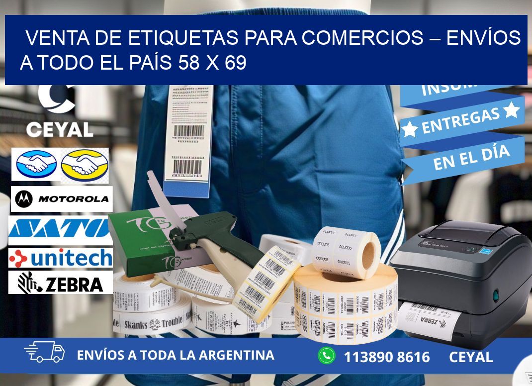 VENTA DE ETIQUETAS PARA COMERCIOS – ENVÍOS A TODO EL PAÍS 58 x 69