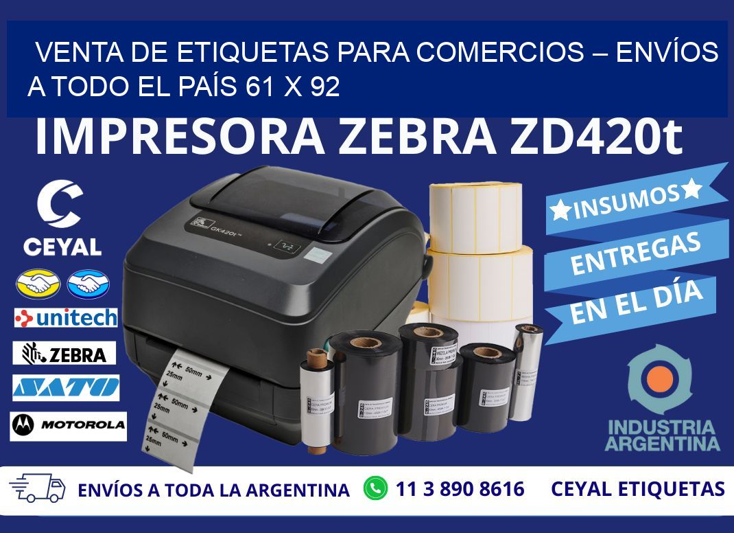 VENTA DE ETIQUETAS PARA COMERCIOS – ENVÍOS A TODO EL PAÍS 61 x 92
