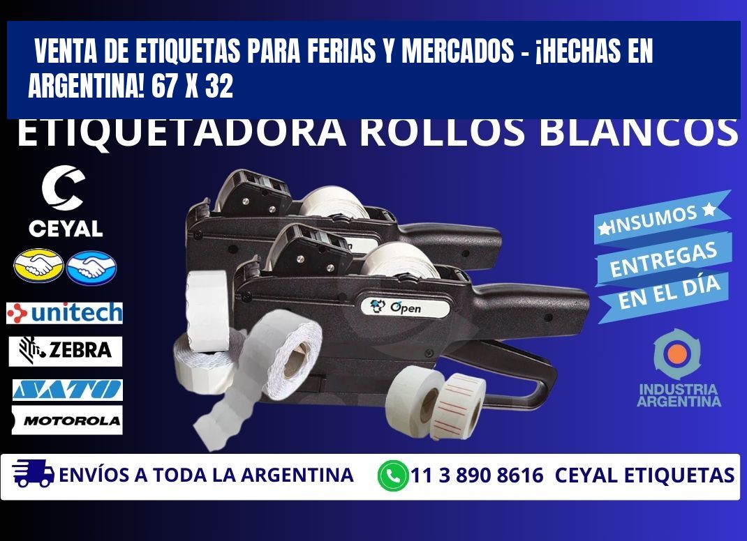 VENTA DE ETIQUETAS PARA FERIAS Y MERCADOS – ¡HECHAS EN ARGENTINA! 67 x 32
