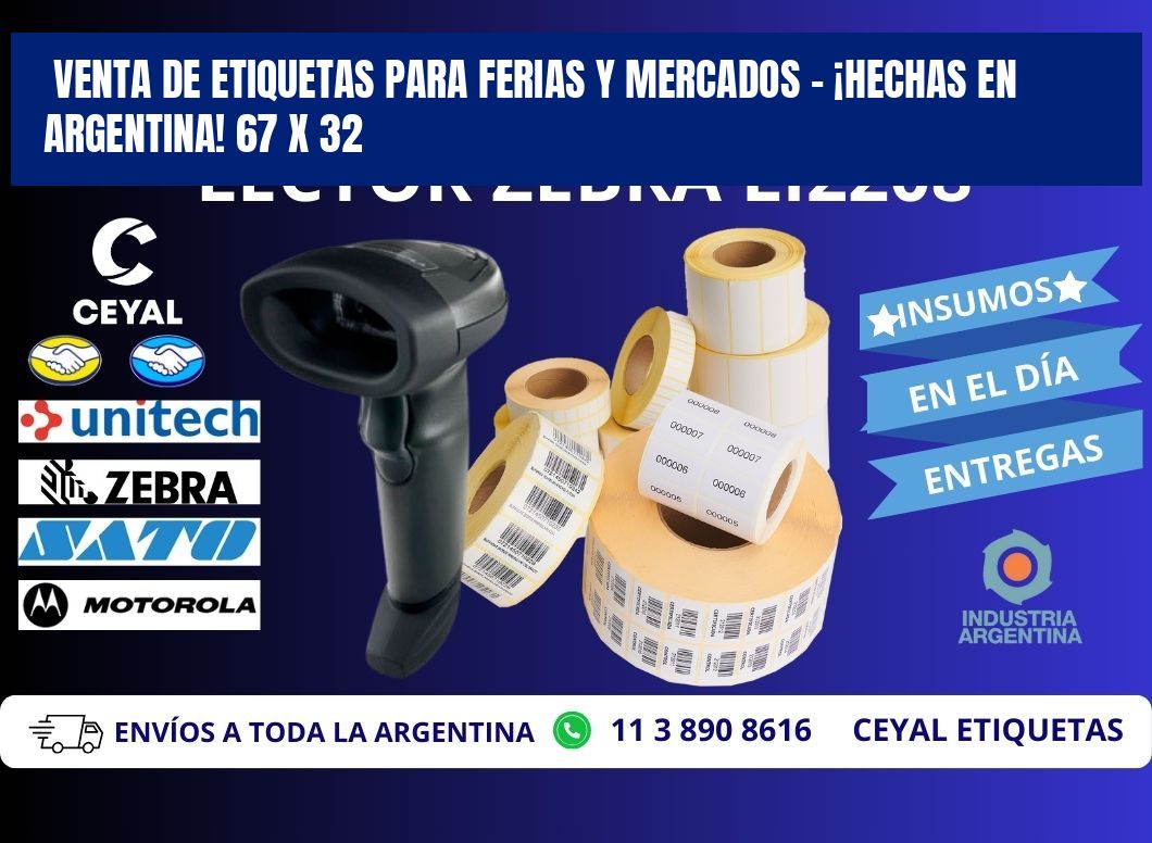 VENTA DE ETIQUETAS PARA FERIAS Y MERCADOS – ¡HECHAS EN ARGENTINA! 67 x 32