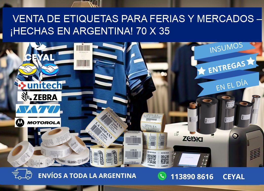 VENTA DE ETIQUETAS PARA FERIAS Y MERCADOS – ¡HECHAS EN ARGENTINA! 70 x 35